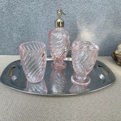 Simply Shabby Chic Pink Swirl Glass Set