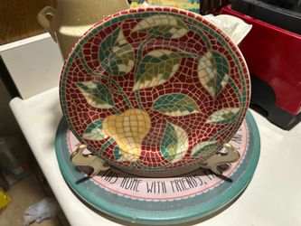 Vintage Pier 1 Mosaic Fruit Salad Plates - Set of 4 - Made in Italy