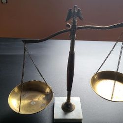 Brass Scales With Marble Base
