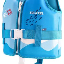 SULIFEEL Kids Swim Vest Toddler Floaties for 20-45 lbs Boys Girls, Toddler Swimming Jacket with Adjustable Safety Strap, Easy On and Off Swimming Aid 
