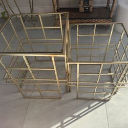 Gold Metal + Glass Side Tables - $25 OBO