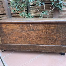 Rolling Wood And Copper trimmed Trunk 