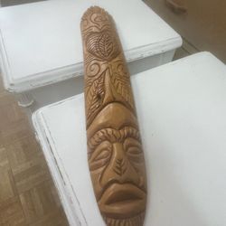 Vintage Carved Wood Mask Artwork 24"