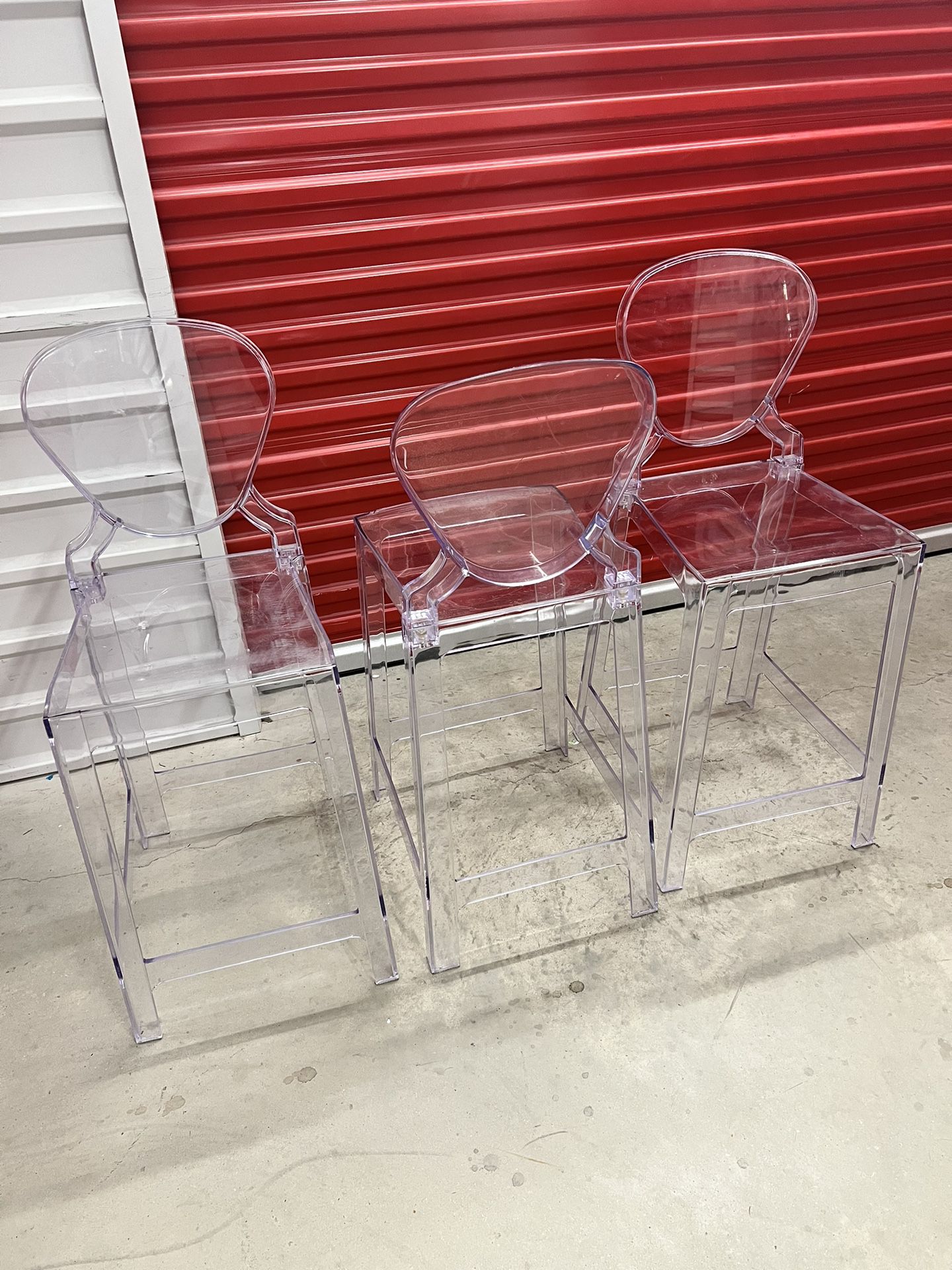 3 Clear Acrylic Chairs 