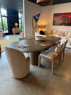 Arhaus Inspired Dining Set | Oak Pedestal Table