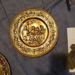 14" & 12"  Vintage Brass Wall Plates 