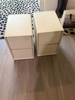Set of 2 modern nightstands modular rounded corner two drawer