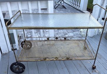 Beautiful outdoor/indoor antique rolling beverage/garden cart