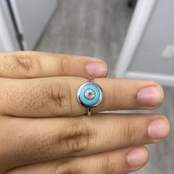 Woman’s White Gold Evil Eye Ring With Diamonds
