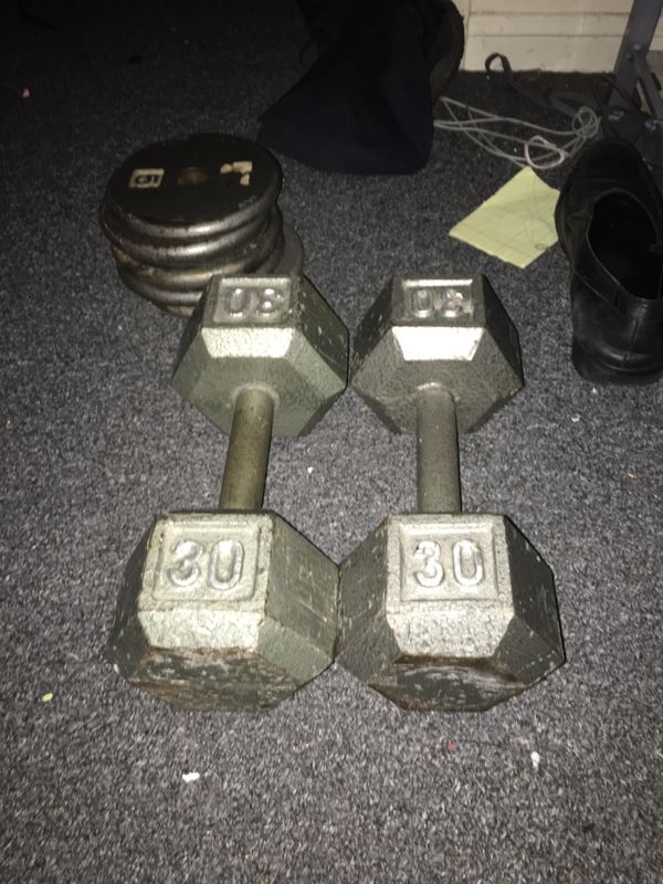 30 pound dumbbells and 5 5 pound weights for Sale in Houston, TX OfferUp
