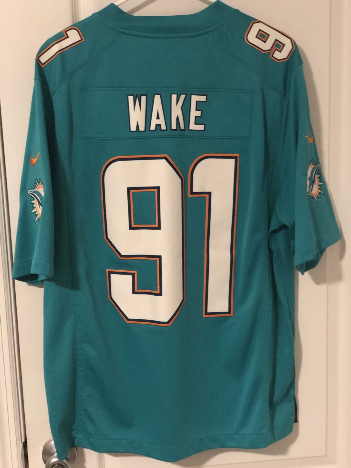 Miami Dolphins On Field Jersey 91 Cameron Wake. Size Large