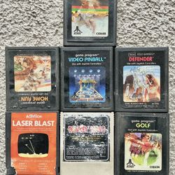 Atari Cartridges Lot of 7 Games: Home Run, Defender, laser blast,Golf,Breakout…