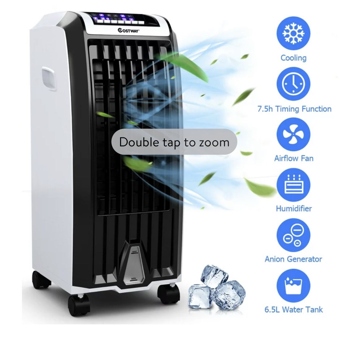 Costway Evaporative Portable Air Conditioner Cooler Fan Anion Humidify with Remote Control