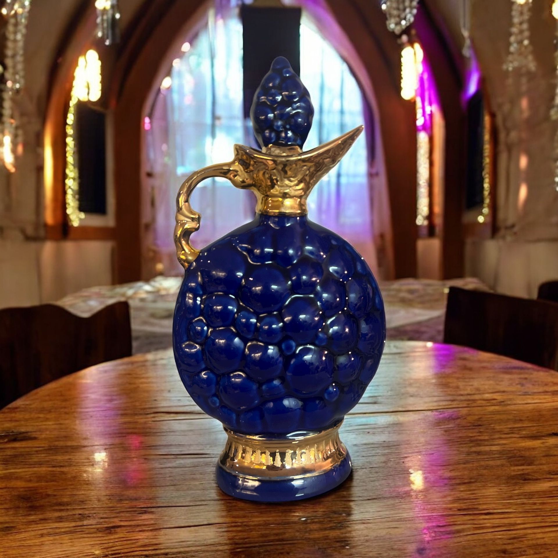 1960’s✨ Vintage Jim Beam Regal China Decanter - Cobalt Blue Grapes/Bubbles Design