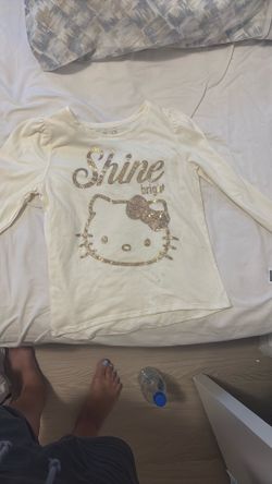 Hello kitty girls long sleeve shirt; color: ivory; size 10