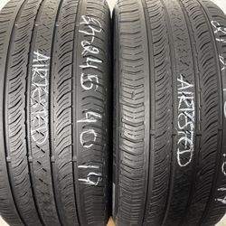 2 Tires 245 40 19 Continental Pro contact Tx No Repairs 