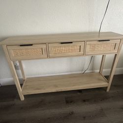 Rattan Console Table With Drawers