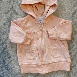 Carter’s Baby Girls Clothes Size 3 Months Light Peach Zip Up Hooded Hoodie Jacket
