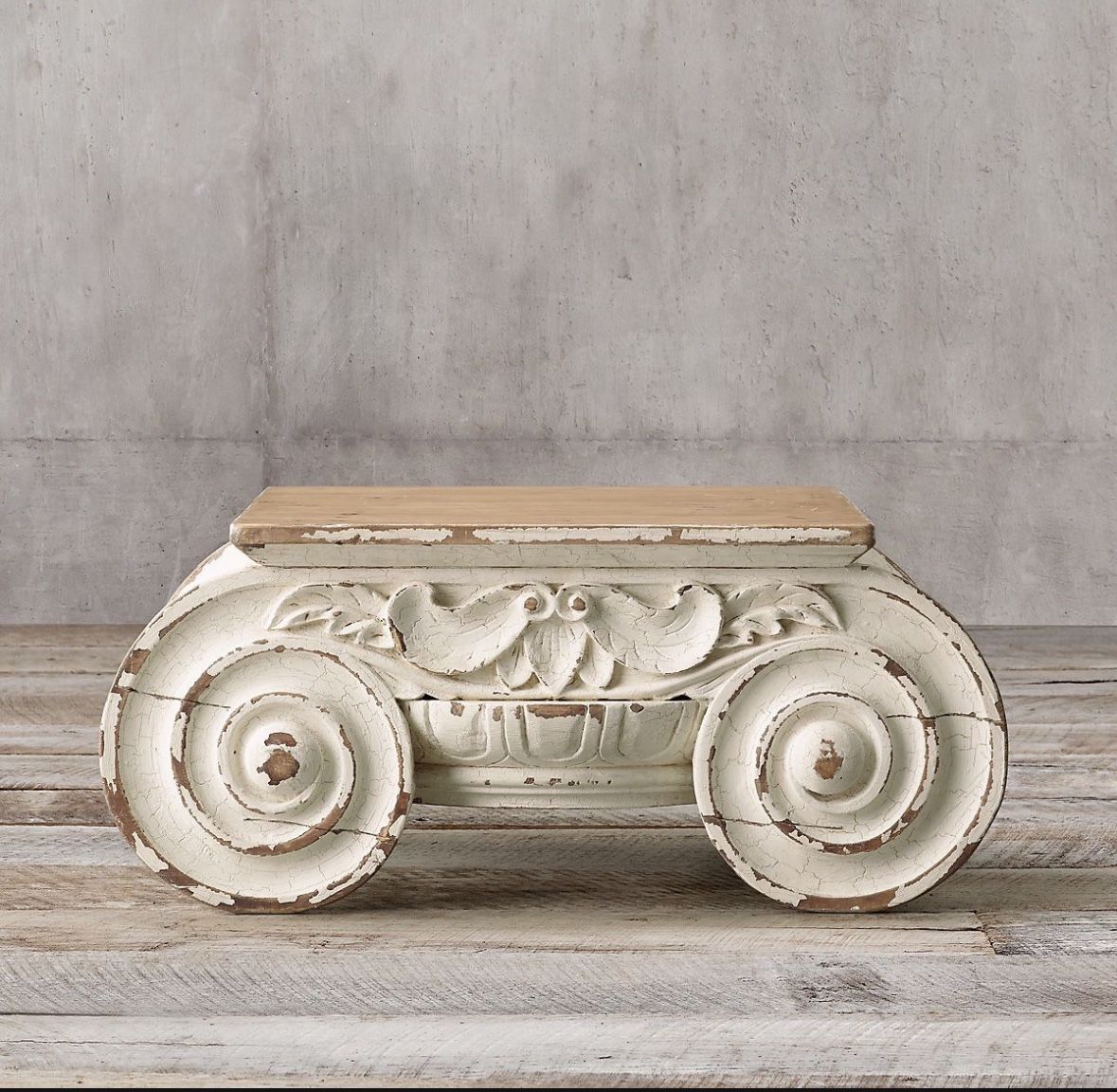 Restoration Hardware Distressed lonic Capital Coffee Table