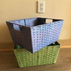 2 Woven Basket Storage Container Box Tote Kitchen Bedroom Bathroom Living Room
