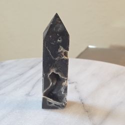 3.7" Approximately Sparkling Druzy Sphalerite Tower Quartz Crystal 