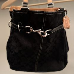 COACH Limited Edition  BLACK SIGNATURE C BELTED TOTE BAG PURSE SATCHEL