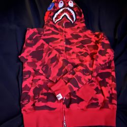 BAPE Color Camo Shark Full Zip Hoodie 'Red'