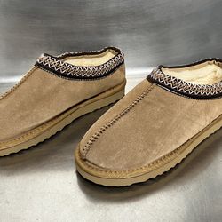 Wtoky Suede Fur Fleece Lined Brown Short Mini Boot Tasman Slippers - Size 9 NWT