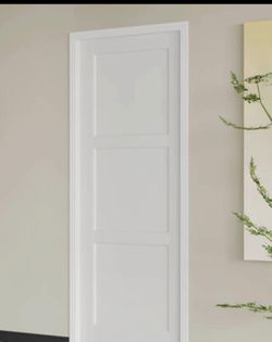 Interior Door Slab with Matching Frame – 3-Panel Shaker Style MDF Pantry Door, Paint-Ready Finish
