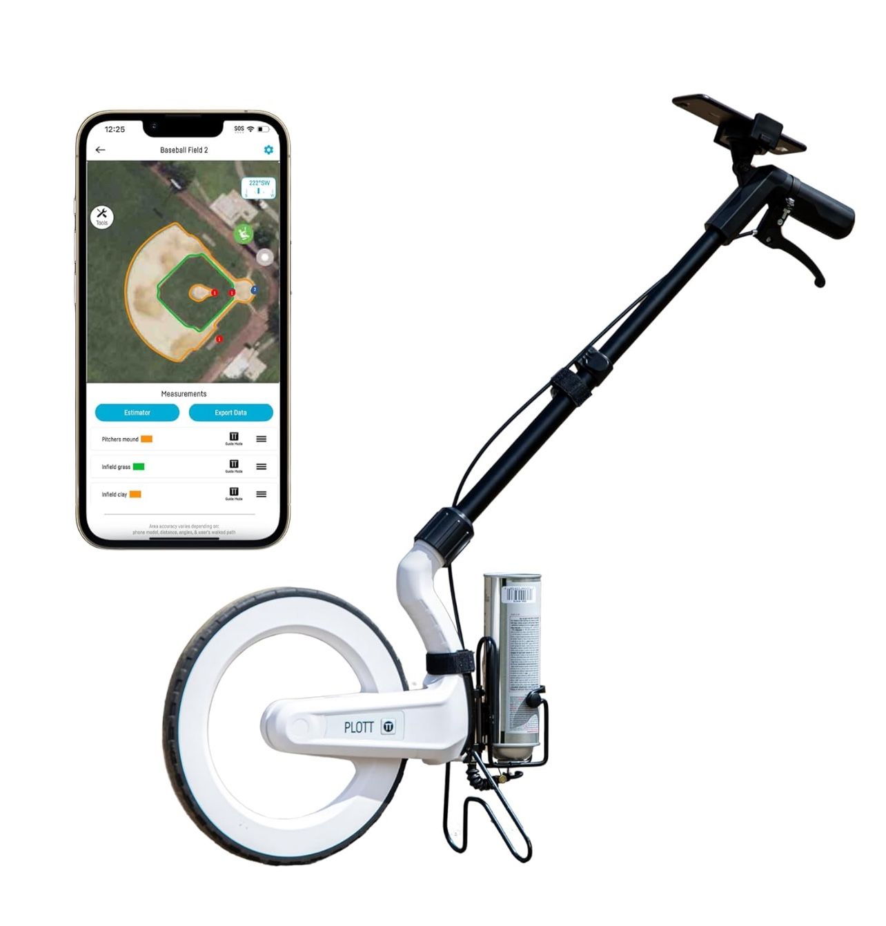 Carta: Digital Mapping Wheel; Electronic Distance Measuring and Estimating; Feet, Inches, Yards, Meters, with Spray Paint Attachment