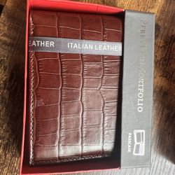 Perry Ellis Italian Leather Wallet — Never Used, In original Box