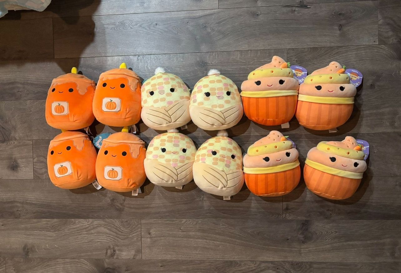 Pumkin candle, corn and carrot cakes Squishables