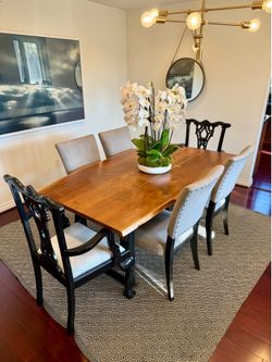 $1650 - Complete Dining Set (1) Room & Board Walnut Table, (2)  Chippendale-Style Arm Chairs, (4) Armless Dining Chairs