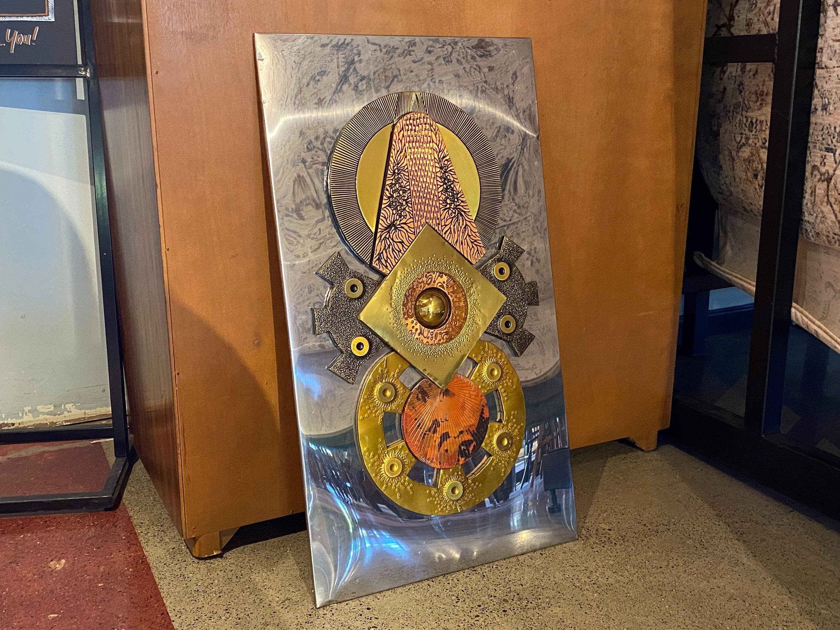 Stephen Chun Brutalist Multi-Tone Metal Wall Art, Circa 1970