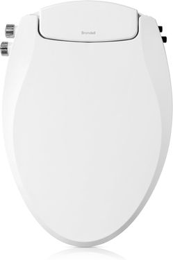 Brondell Bidet Toilet Seat, Non-Electric Swash Ecoseat, Fits Elongated Toilets, White - Dual Temperature, Dual Nozzle System #3112LR2