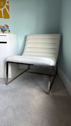 White Faux Leather accent chai