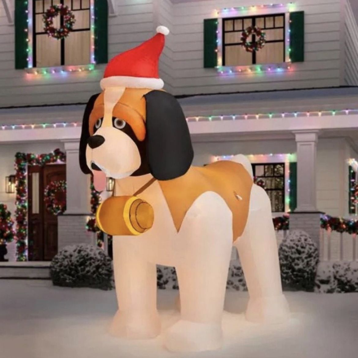 Home Accents 9 Ft Giant Sized LED St. Bernard Christmas Inflatable NEW Lighted
