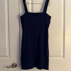 ASOS Navy Ribbed Square-Neck Mini Dress size 8 tall