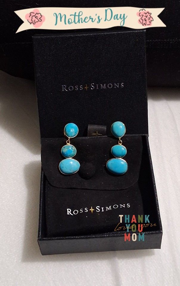 18k Gold Over Sterling Silver Turquoise Earrings