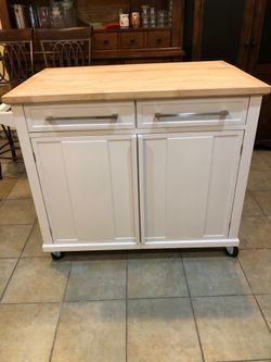 Kitchen Island on Wheels with Chopping Block