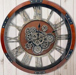Oversized 27” Mechanical Gear Clock (NEW)