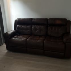 Real Leather Brown Sofa 