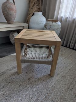 Small outdoor wooden square side table