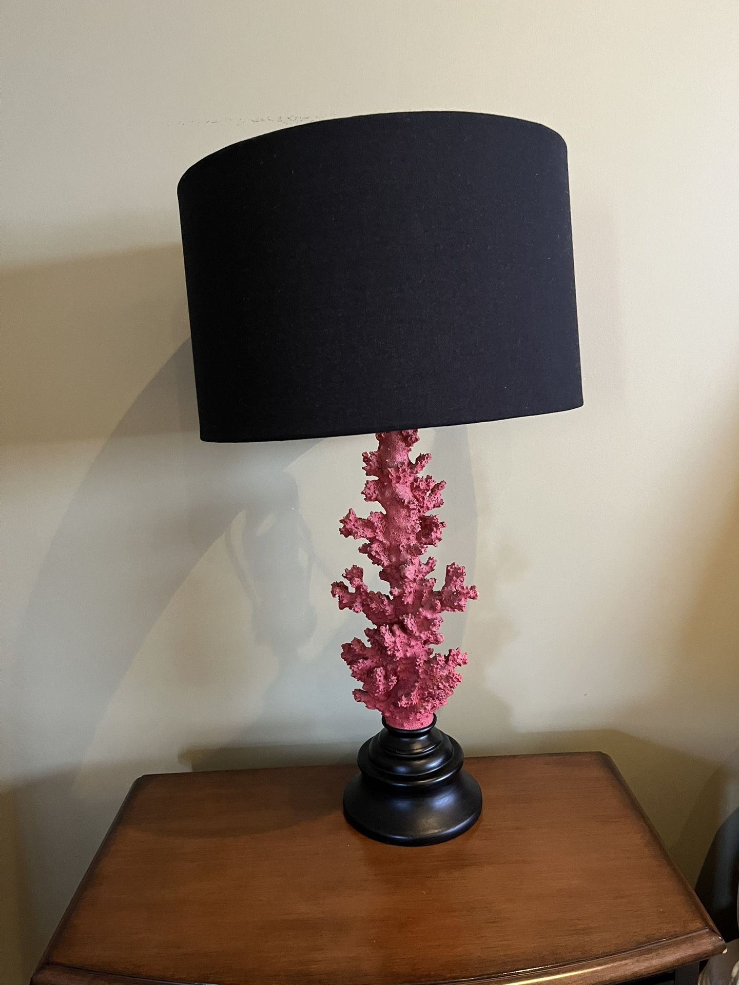 Two Sea Coral Lamps With Black Shades