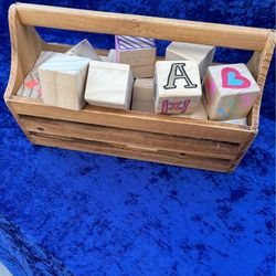 Toys with wooden basket altogether $10