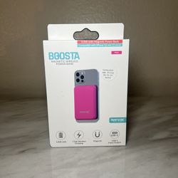 BOOSTA MAGNETIC WIRELESS CHARGER, 5,000 MAH POWER BANK FOR IPHONE 12, 13 14 & 15 SERIES
