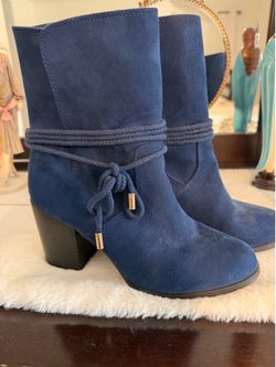 Blue suede boots