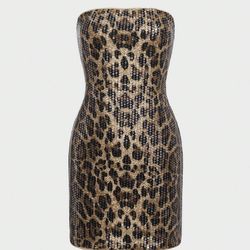 Forever 21 Sequin Leopard Cheetah Mini Tube Dress