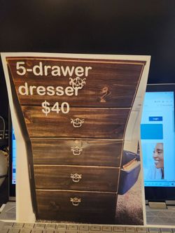 Wooden 5 drawer dresser