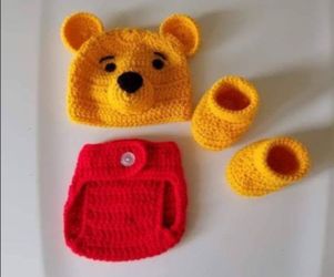 Crochet Baby Boy Winnie The Pooh Inspired Outfit Photo Prop Shipping Available